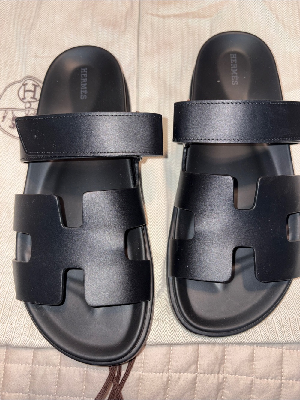 Hermes Chypre sandals , black, size 42